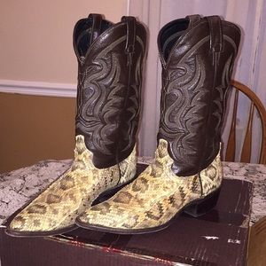 Cowboy boots, snake skin and leather